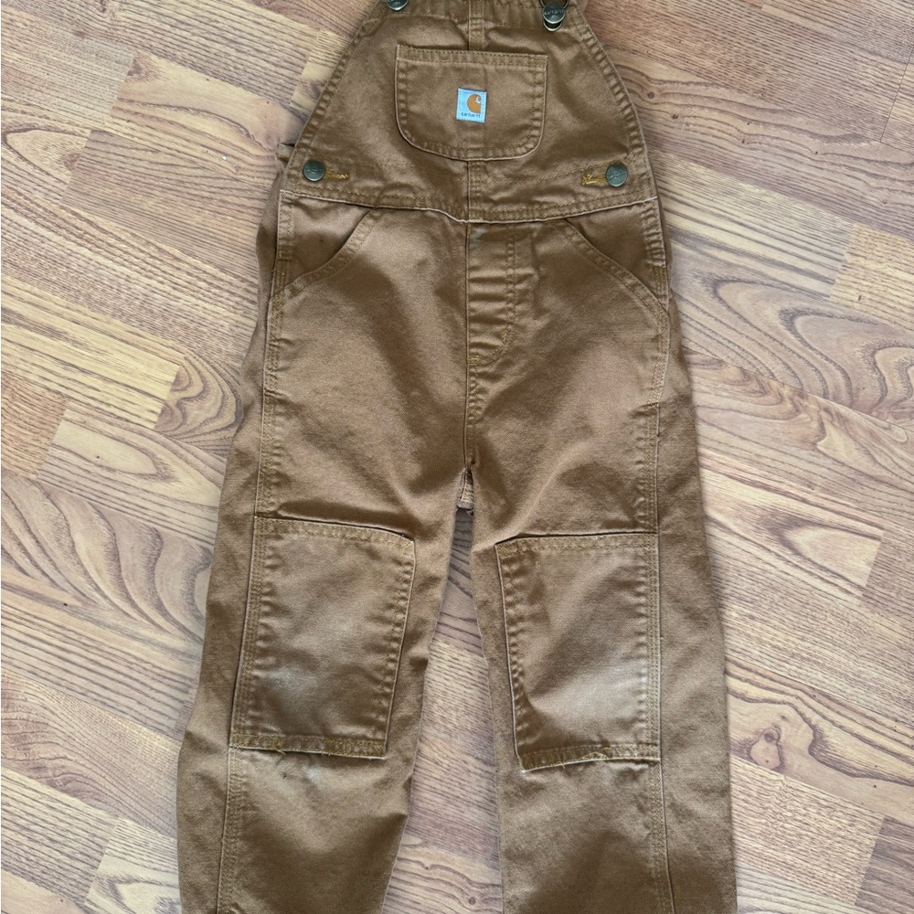 Carhartt Kids Brown Canvas Overalls with Reinforced Knees